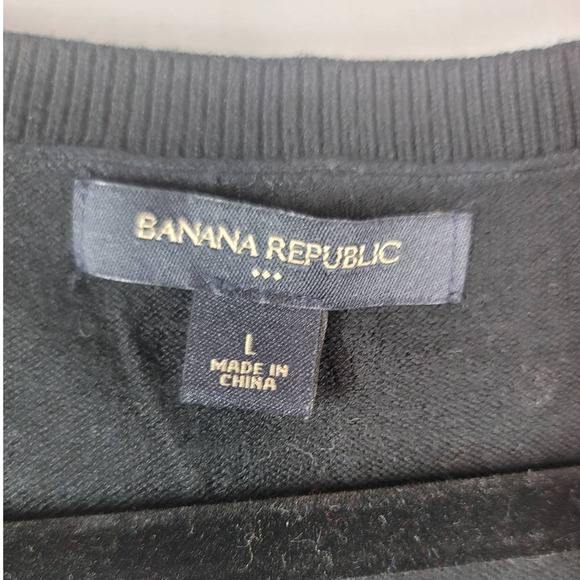 Banana Republic Cardigan Size L Button Front Long Sleeve Sweater Black - Picture 3 of 5